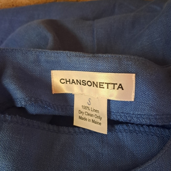 Chansonetta Blue Sleeveless Midi Linen Dress Size Small - Picture 5 of 5